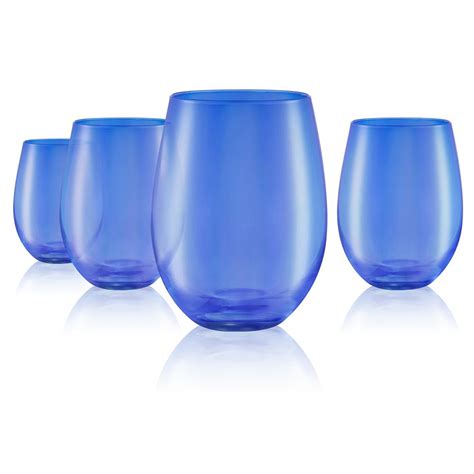 Artland 16 Oz Stemless Wine Glasses In Blue Set Of 4 12514b The