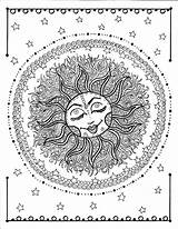Mandala Zon Moon Celestial Kleurplaat sketch template