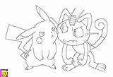 Meowth Pikachu Coloring Pages Template sketch template