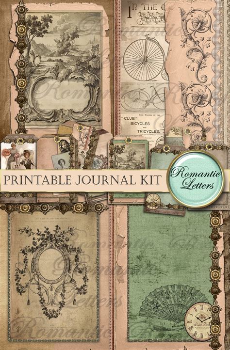 printable junk journal kit victorian digital scrapbooking etsy