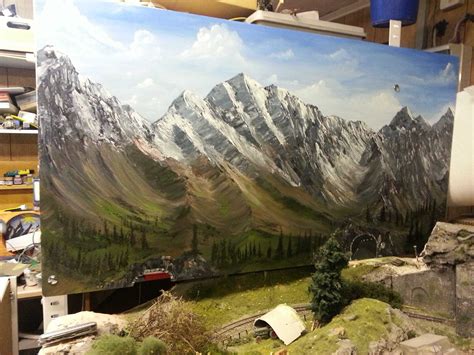 hintergrund modellbahn  acrylmalerei landshut