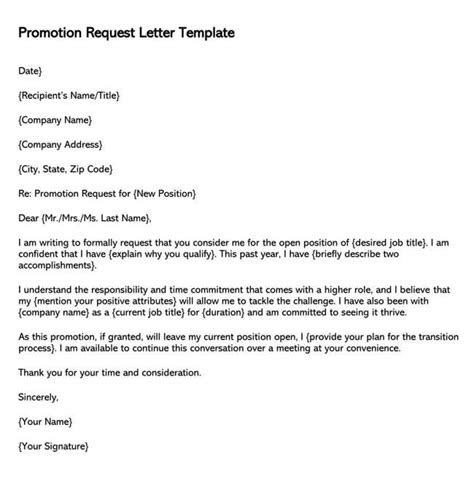 promotion request letter examples   write templates