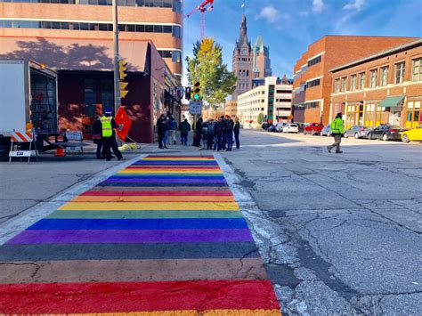 eyes  milwaukee milwaukee pride city debut rainbow crosswalks
