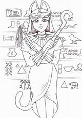 Kitty Egyptian Coloring Chan Sue sketch template