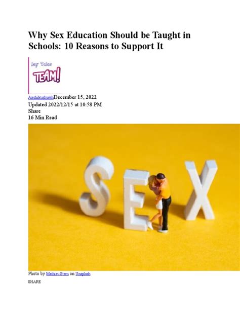 Why Sex Education Should Be Taught In Schools Pdf Sex Education