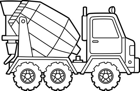 concrete mixer coloring page isolated  kids  vector art