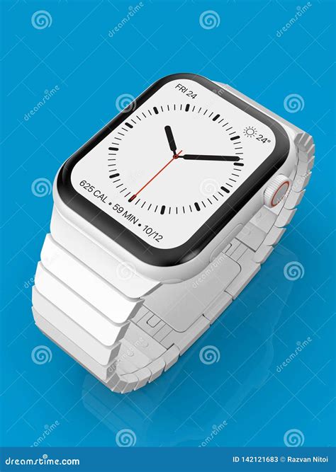apple horloge  wit ceramisch fictief geruchtenapparaat model stock afbeelding image