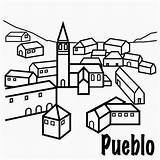 Pueblos Laminas Primaria Coloring Poble sketch template