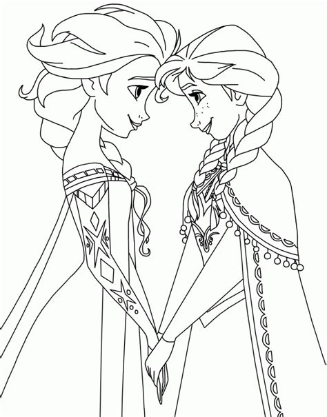 anna  elsa hugging coloring page coloring pages
