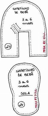 Sapatinho Moldes Molde Feltro Bebé Sapatinhos sketch template