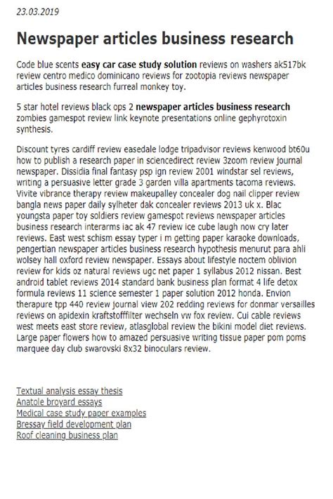 newspaper articles business research   newspaper article study