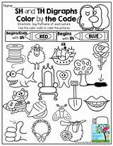Color Code Worksheets Phonics Digraphs Kindergarten Beginning Th Sh Printables Choose Board Word Grade Activities sketch template