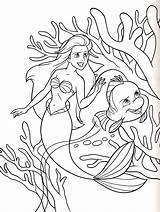Disney Coloring Pages Princess Printable Ariel Flounder Walt Characters Sheets Kids Mermaid Little sketch template
