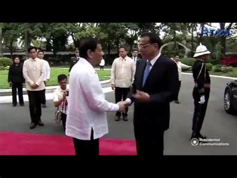 duterte welcomes chinese premier li keqiang  malacanang youtube