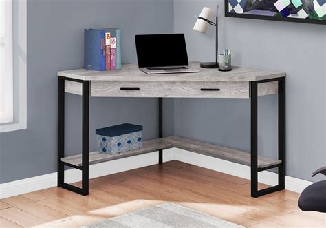 computer desk  grey reclaimed wood corner  monarch
