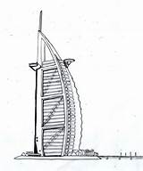Burj Arab Al Drawings Sketch Line Pencil Coloring Pages London Building Template Templates 3d sketch template