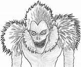Note Death Ryuk Pages Coloring Character Another Face sketch template
