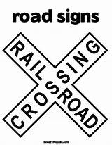 Coloring Sign Railroad Crossing Signs Pages Road Printable Kids Stop Printablee Via sketch template