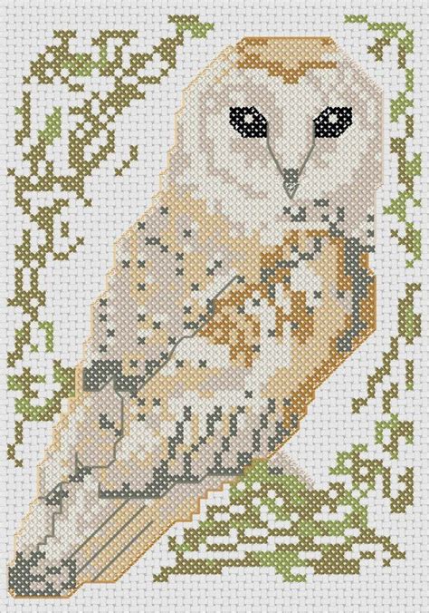 barn owl cross stitch pattern birds series etsy   cross