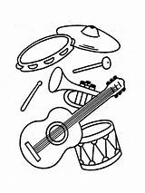Instruments Coloring Musical Pages Printable Kids Print Music Tambourine Krokotak sketch template