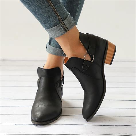 size   autumn winter women boots casual ladies shoes martin boots pu leather ankle boots