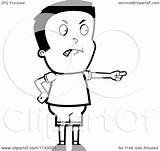 Mad Boy Angrily Coloring Clipart Pointing Cartoon Outlined Vector Thoman Cory Royalty sketch template