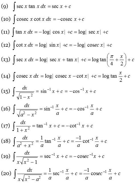 integration rules  formulas math formula chart math formulas