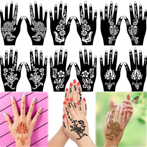 buy tattoo stencil templates sheets konsait reusable henna hand