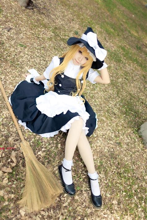 anime touhou project cosplay costume kirisame marisa maid black and