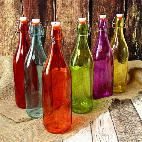 Coloured Glass Swing Top Bottles 1ltr