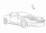 Aston Martin Coloring James Car Sketch Draw Bond Bonds Pages Trace Template sketch template