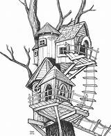 Treehouse Zentangle sketch template