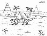 Dimetrodon Ouranosaurus Spinosaurs Coloring Pages Sailed Reptiles Permian Period sketch template