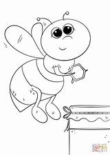 Bee Coloring Honey Cartoon Pages Bees Printable Kids Drawing sketch template