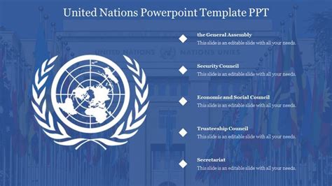 united nations powerpoint template   shown  blue