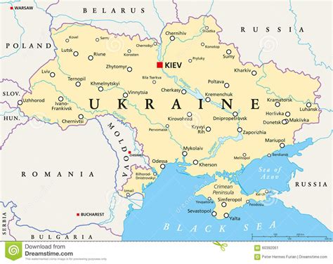 Mapa Político De Ucrânia Ilustração Do Vetor Imagem