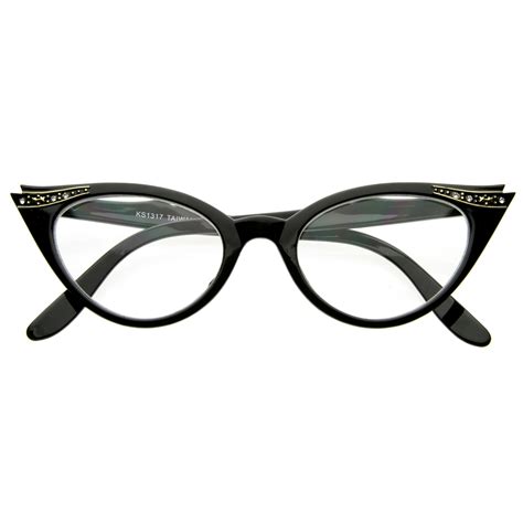 vintage 1950s inspired fashion clear lens cat eye glasses with