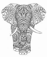 Coloring Pages Elephant Abstract Aztec Animal Drawing Elephants Printable Adults Book Elefant Mandala Hand Calendar Indian Clipart Adult Graphic Aztecs sketch template