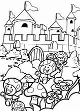 Mario Coloring Castle Pages Super Bros Character Ausmalbilder Drawings Castillo Printable Mushroom Mariobros sketch template