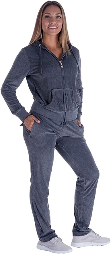 womens velour sweatsuit set  piece tracksuits full zip hoodie