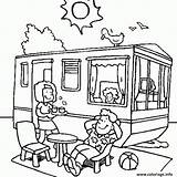 Camping Coloring Pages Caravan Kids Coloriage Roulotte Tente Ete Template Color Summer sketch template