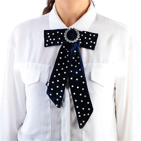 obn new fashion rhinestone dress shirt brooches pin pearl bow tie dress
