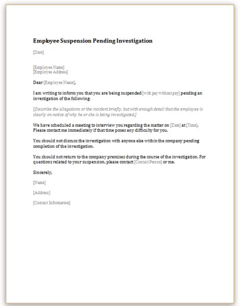 this sample notice should be provided to an employee when an ongoing investigation requires that