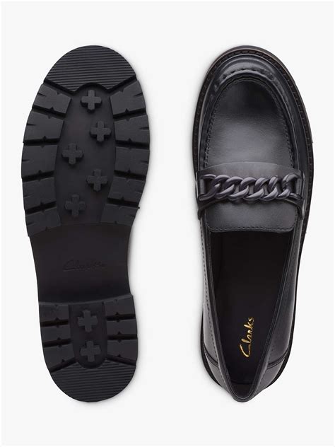 Clarks Orianna Edge Leather Chunky Loafers Black At John Lewis And Partners