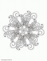 Coloring Pages Christmas Snowflake Mandala Adults Printable Adult Color Snowflakes Print Look Other Printables sketch template