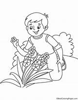 Coloring Care Orchid Taking Boy sketch template