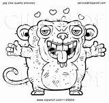Ugly Monkey Cartoon Outlined Loving Coloring Clipart Vector Cory Thoman Royalty sketch template
