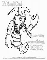 Mardi Coloring Crawfish Jester Lobster Scribblefun Floats sketch template