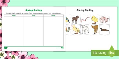 spring animal shape sorting worksheet worksheet