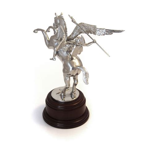 Pegasus With Bellerophon Statue Polished Pewter The Airborne Shop